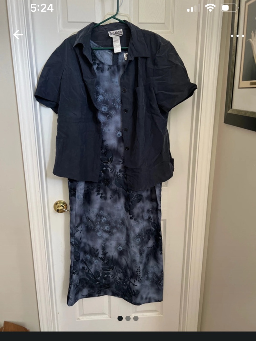 Sheri Martin Navy Floral Maxi Dress with Navy Short-Sleeve Jacket